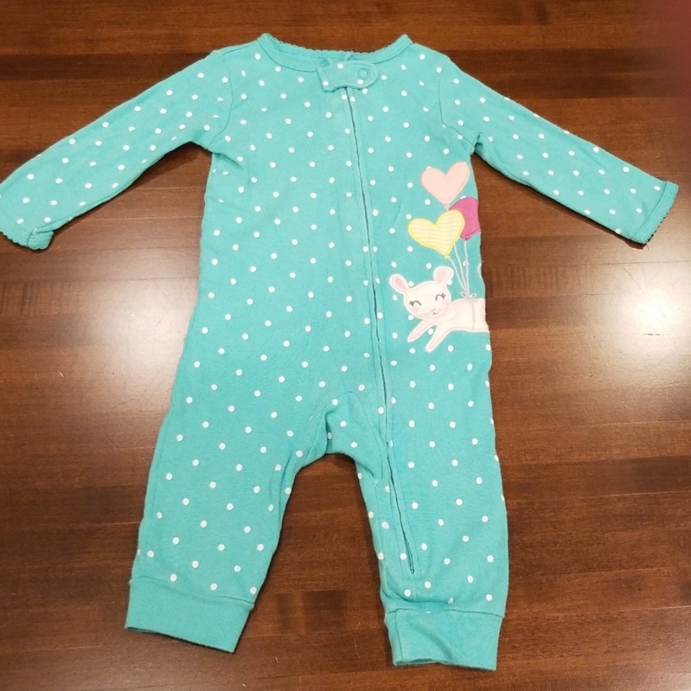 Carter's green mouse pajamas, footless, 6 months! - Picture 2 of 5